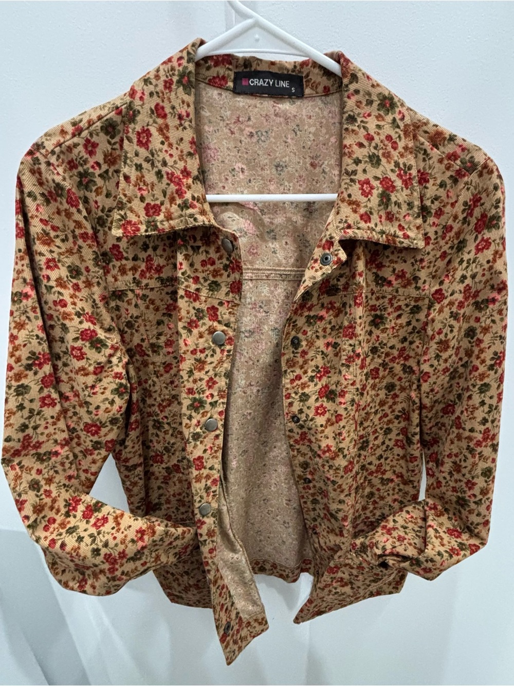 Women's Tan Floral Button-Front Jacket